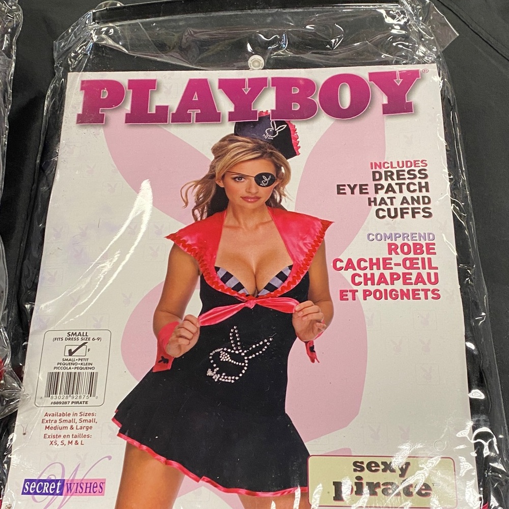 Y2K PLAYBOY Sexy Pirate Costume - Black and Pink SMALL